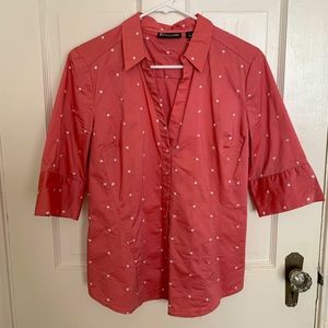 Coral polka dot NY&Co. button-up- size M